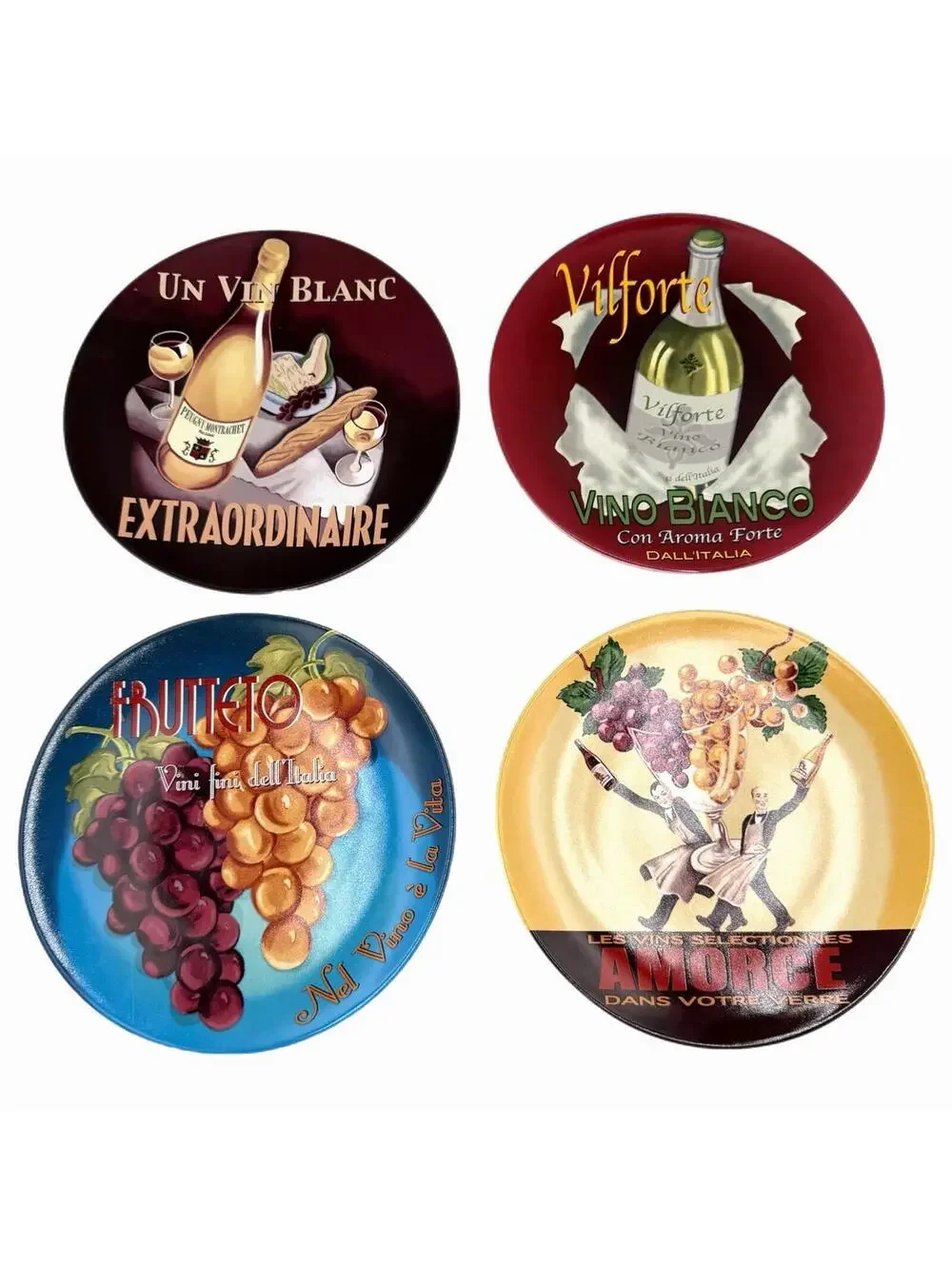Set of 4 Potterybarn Wine Bar 8.25” Ceramic Salad / Appetizer Plates